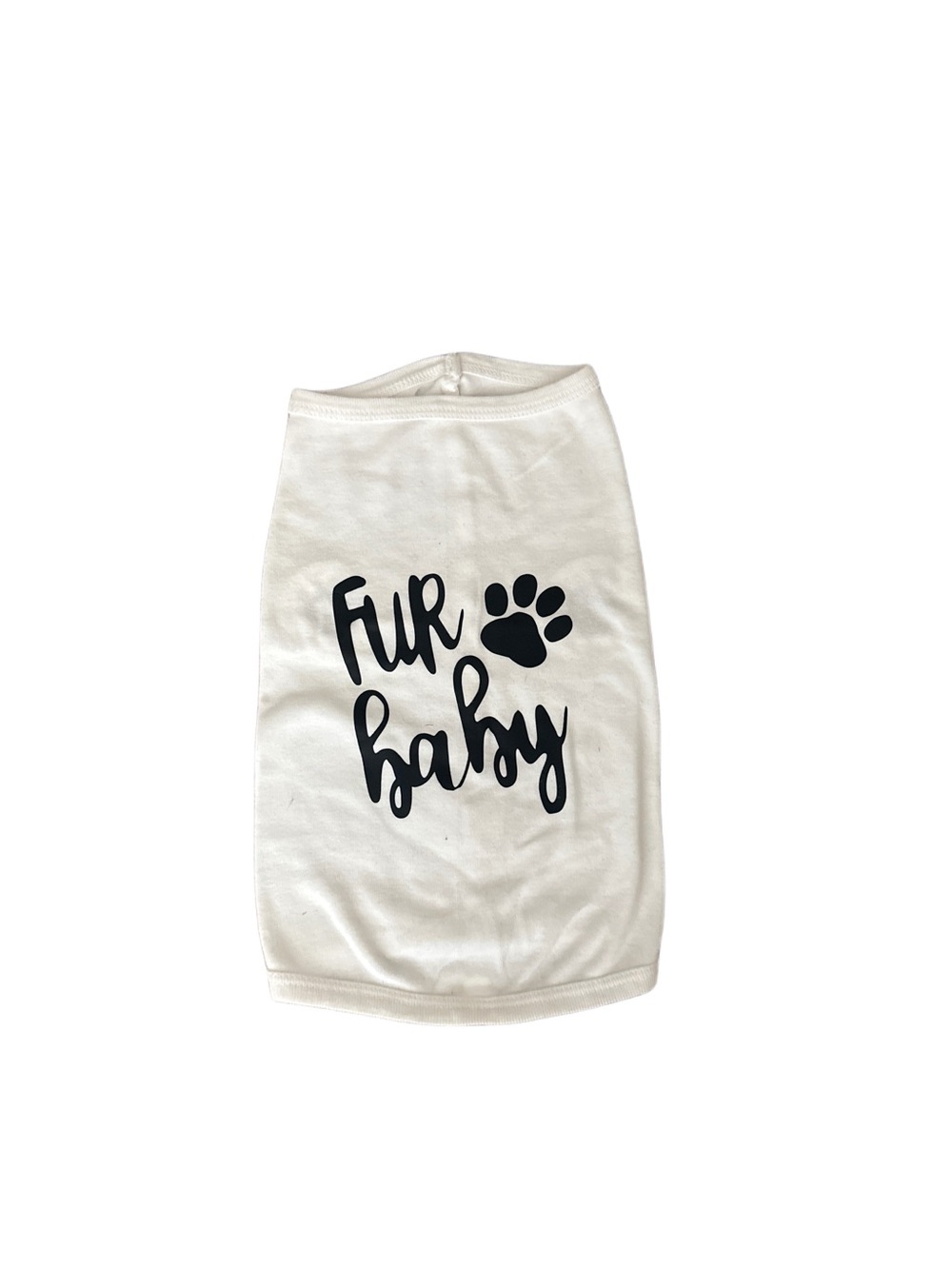 White "Fur Baby" Dog Tee with Paw Graphic